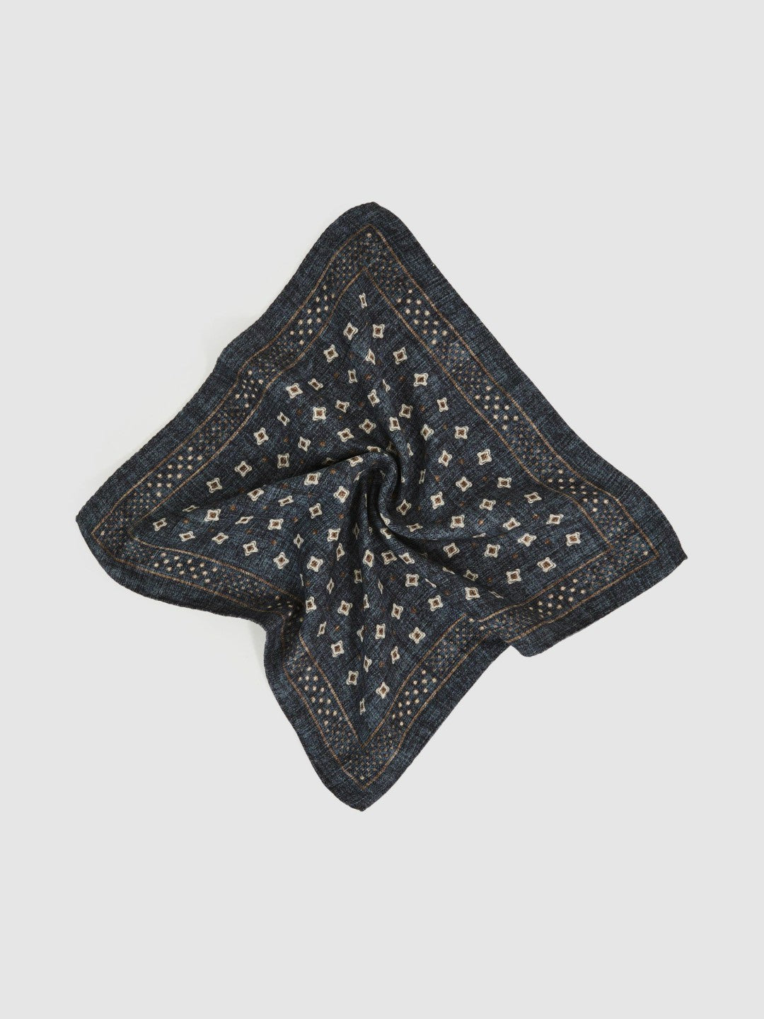 Reiss Popular Choice - Silk Floral-Medallion Pocket Square in Denim Blue Melange
