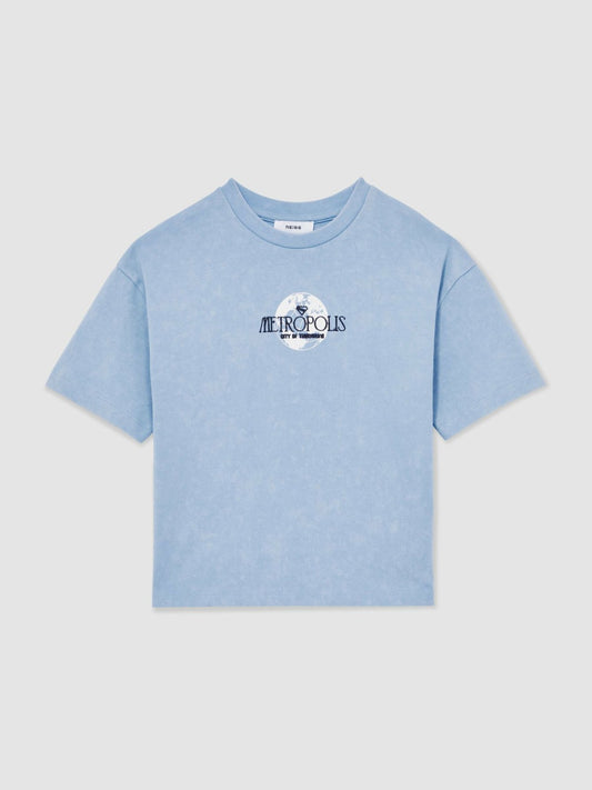 Reiss Best Seller - 13-14 yrs Superman Metropolis Logo T-Shirt in Light Blue