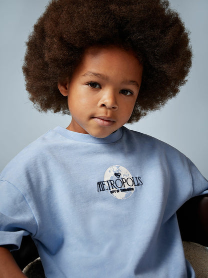 Reiss Best Seller - 13-14 yrs Superman Metropolis Logo T-Shirt in Light Blue