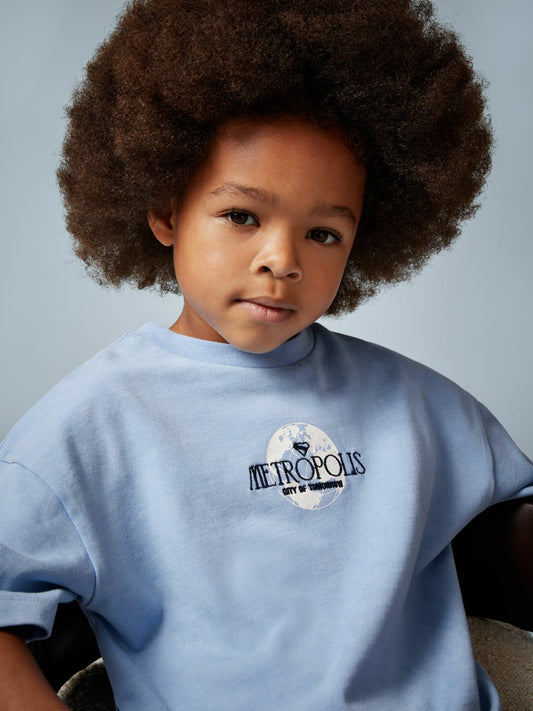 Reiss 3-9 yrs Superman Metropolis Logo T-Shirt in Light Blue