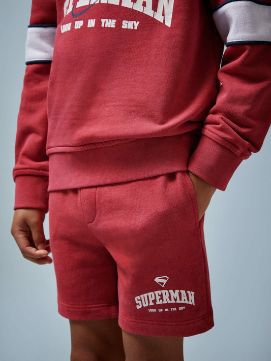 Reiss Featured - 3-9 yrs Superman Cotton Logo Shorts in Red