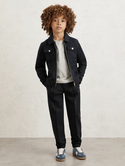 Reiss Popular Choice - 9-13 yrs Interlock Zip Through Overshirt in Navy Blue