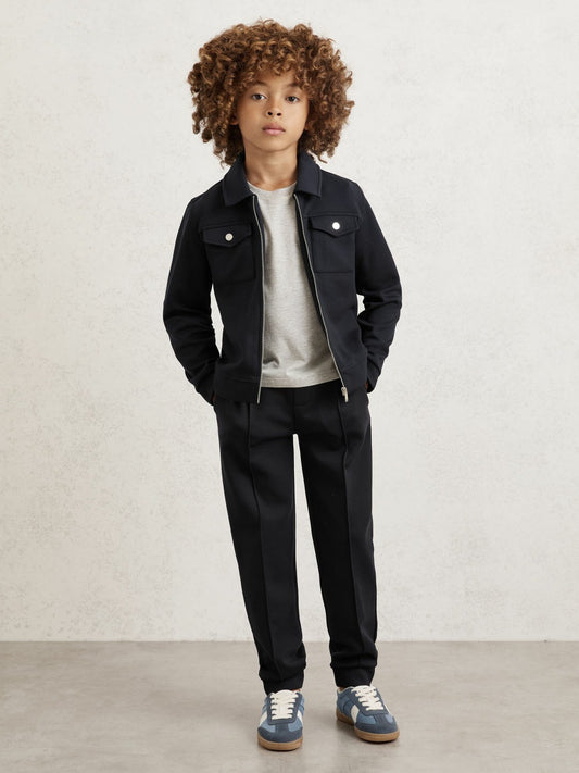 Reiss Popular Choice - 9-13 yrs Interlock Zip Through Overshirt in Navy Blue