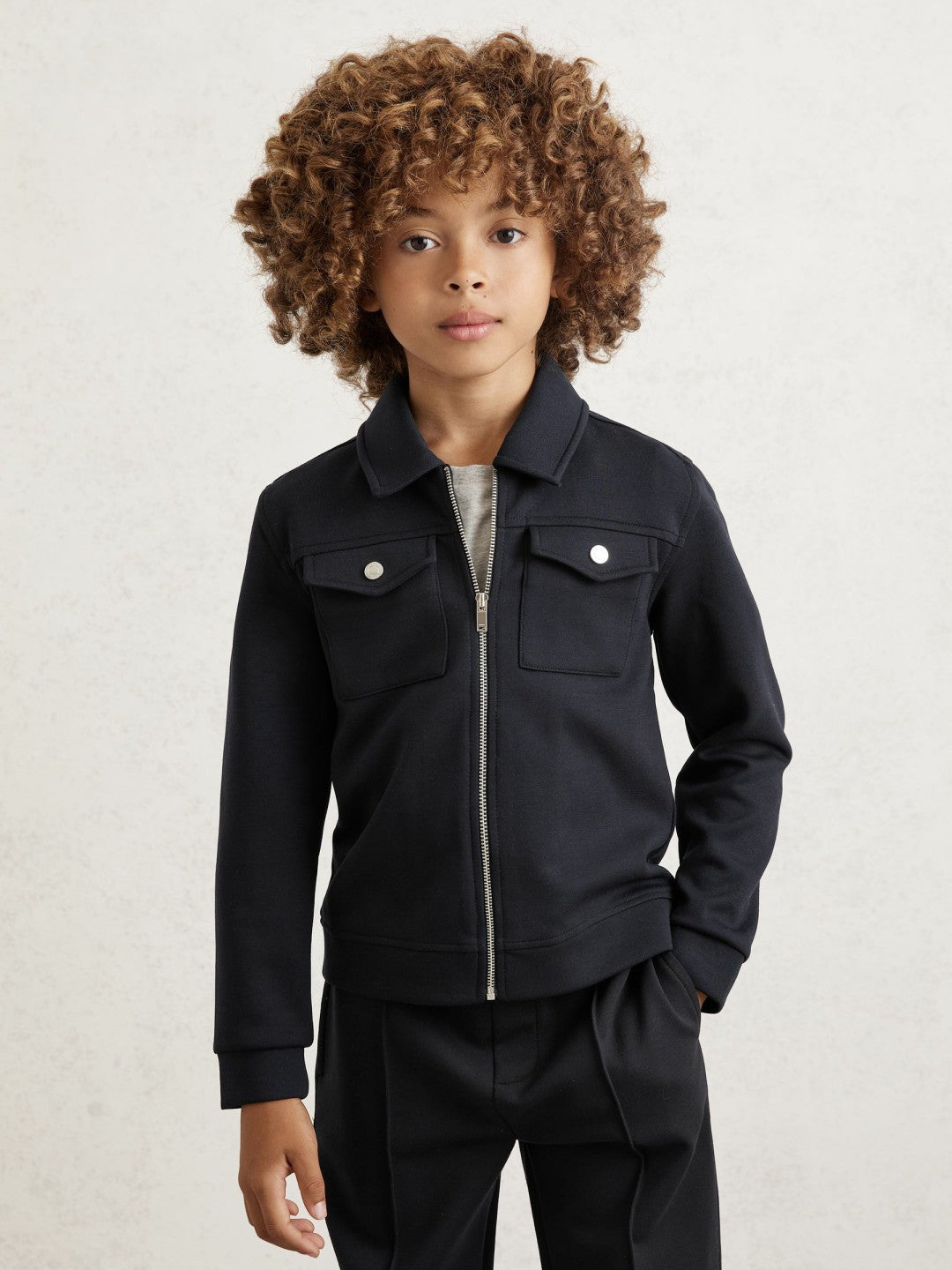Reiss Popular Choice - 9-13 yrs Interlock Zip Through Overshirt in Navy Blue