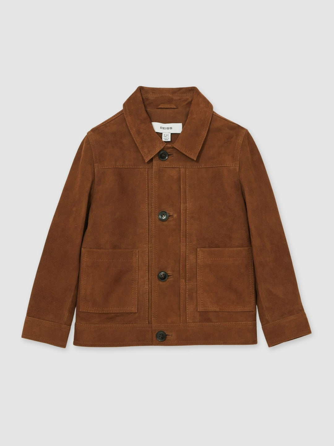 Reiss 3-9 yrs Suede Worker Jacket in Tobacco Brown