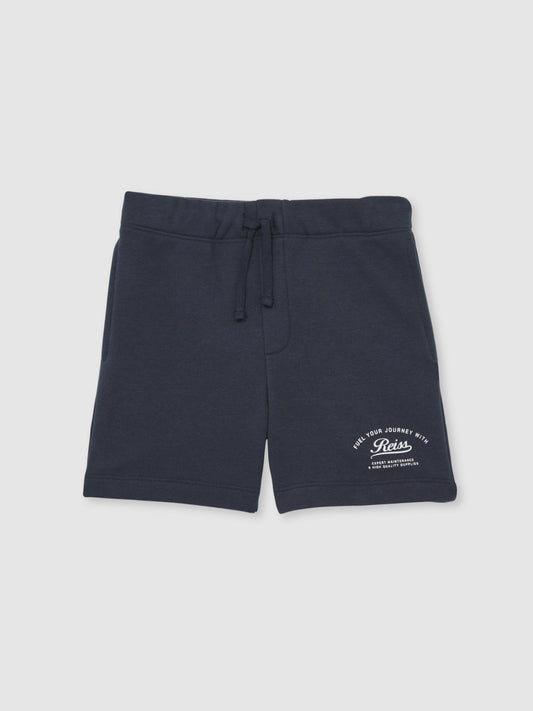Reiss Popular Choice - 13-14 yrs Cotton Blend Motor Cars Sweat Shorts in Washed Blue