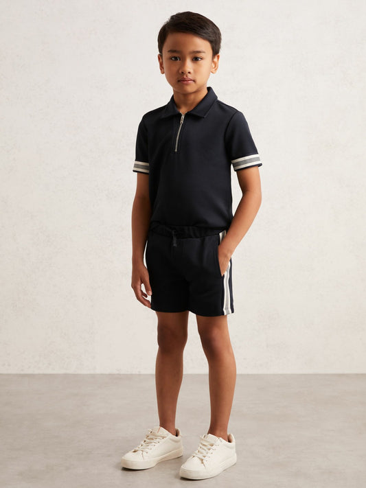 Reiss Deal - 3-9 yrs Side Stripe Textured Shorts in Navy Blue