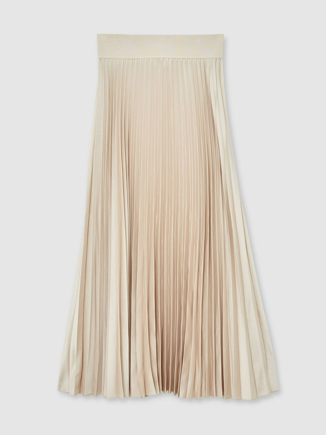 Reiss Pleated Midi Skirt in Champagne Neutral