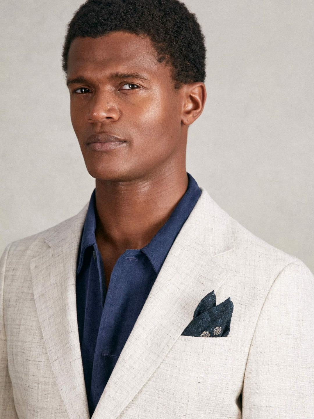 Reiss Value - Silk Medallion Print Pocket Square in Indigo Melange