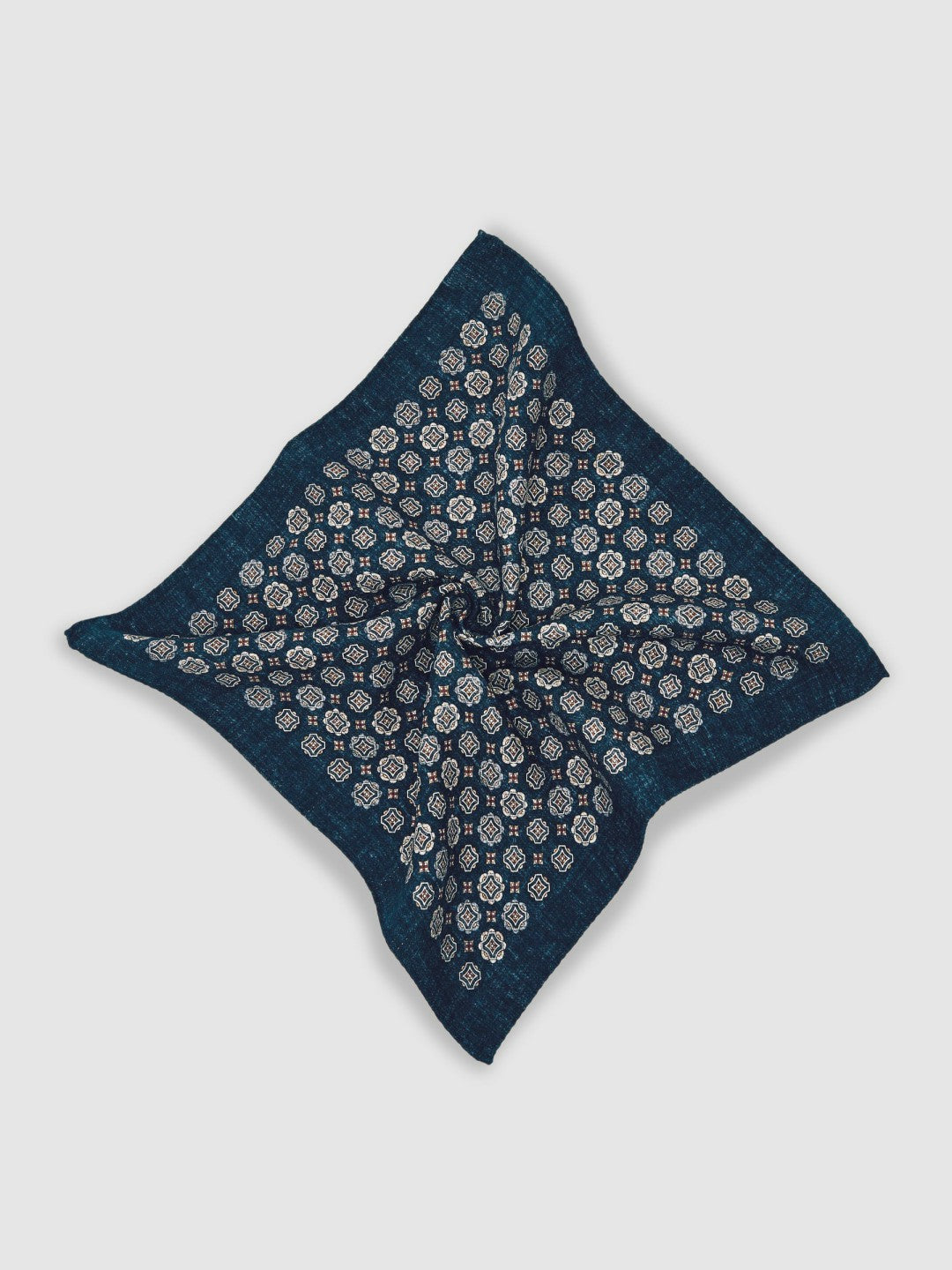 Reiss Value - Silk Medallion Print Pocket Square in Indigo Melange