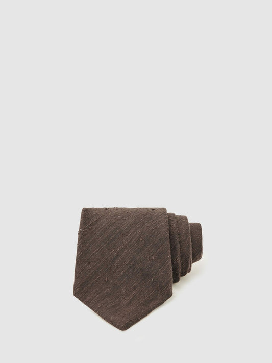 Reiss Savings - Silk Blend Textured Tie in Chocolate Brown