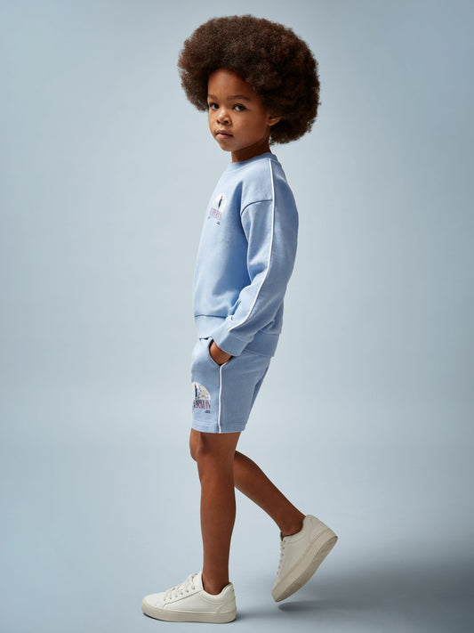 Reiss Deal - 3-9 yrs Superman Logo Print Sweatshirt in Light Blue