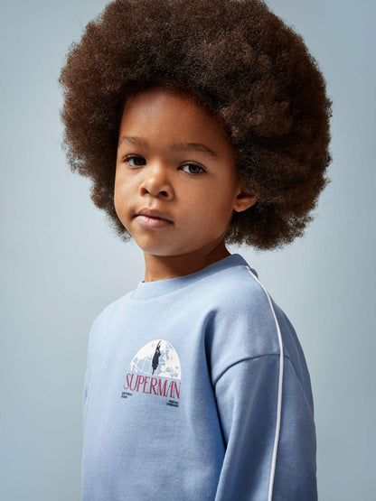 Reiss Deal - 3-9 yrs Superman Logo Print Sweatshirt in Light Blue