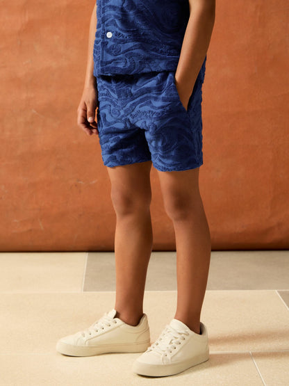 Reiss 3-9 yrs SmileyWorld Wave Texture Shorts in Bright Blue