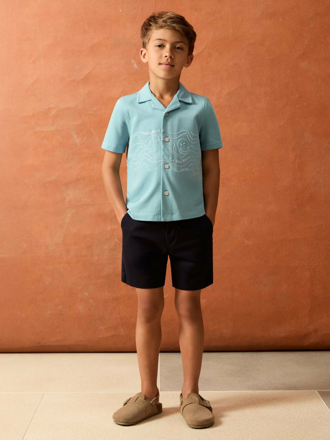 Reiss Value - 3-9 yrs SmileyWorld Embroidered Shirt in Sky Blue