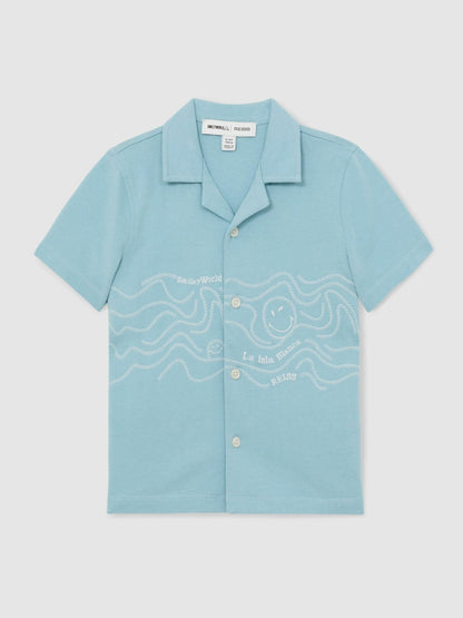 Reiss Value - 3-9 yrs SmileyWorld Embroidered Shirt in Sky Blue