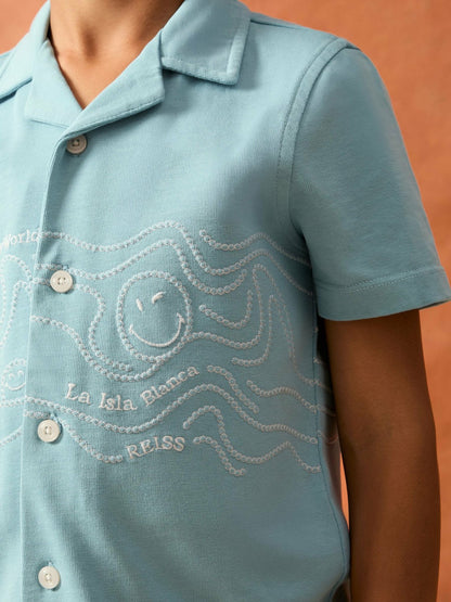 Reiss Value - 3-9 yrs SmileyWorld Embroidered Shirt in Sky Blue