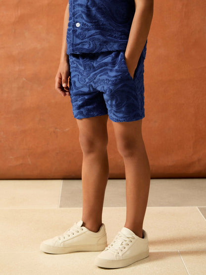 Reiss Best Seller - 13-14 yrs SmileyWorld Wave Texture Shorts in Bright Blue