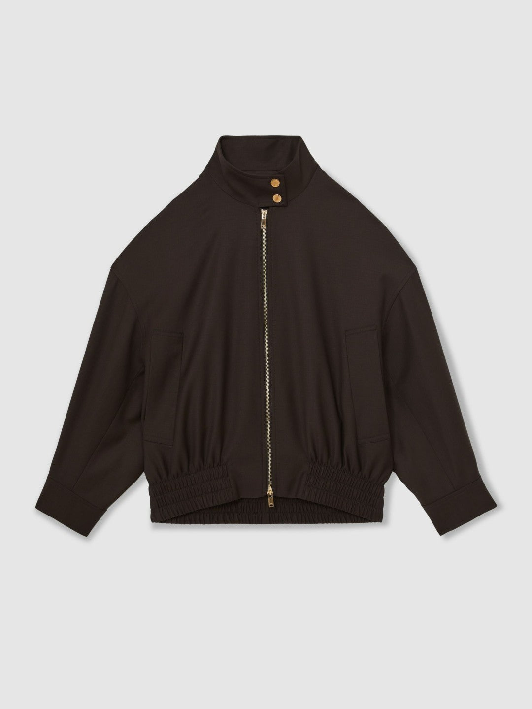 Reiss Wool Bomber Jacket in Chocolate Brown