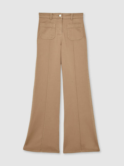 Reiss Petite Patch-Pocket Flared Jeans in Taupe Neutral