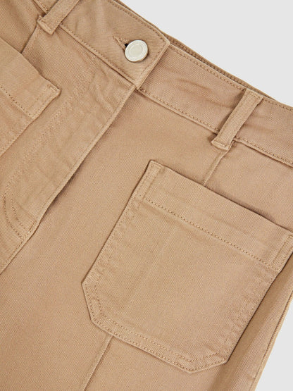 Reiss Petite Patch-Pocket Flared Jeans in Taupe Neutral