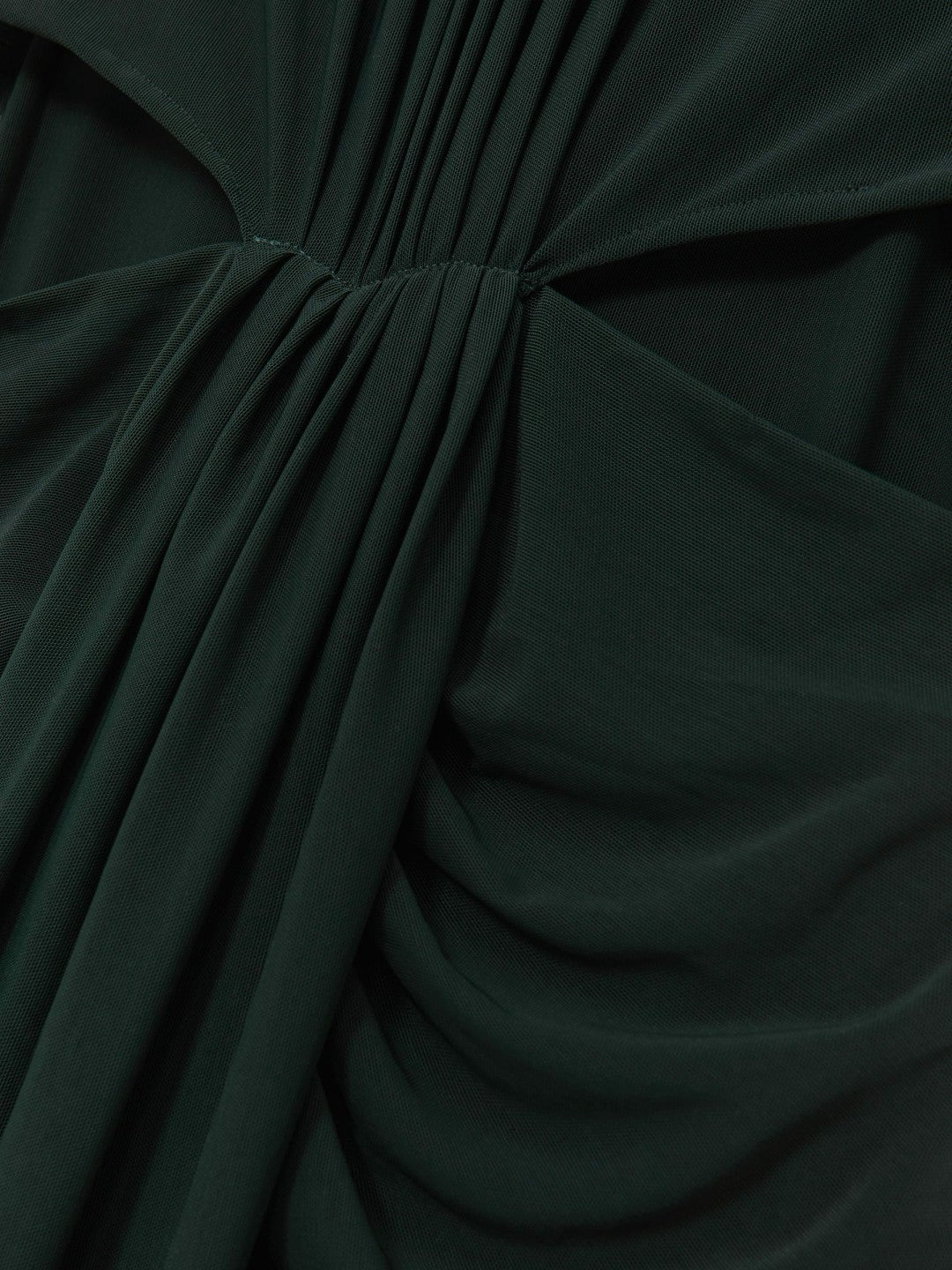 Reiss Ruched Long-Sleeve Maxi Dress in Dark Green