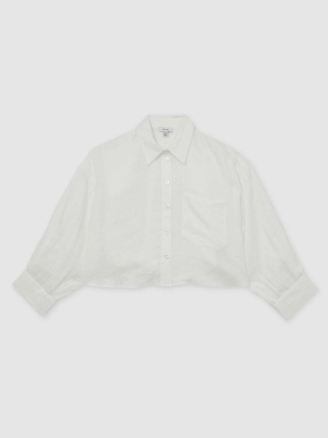 Reiss Value - Oversize Linen Cropped Shirt in White