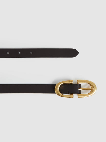 Reiss Deal - Horseshoe Belt in Chocolate