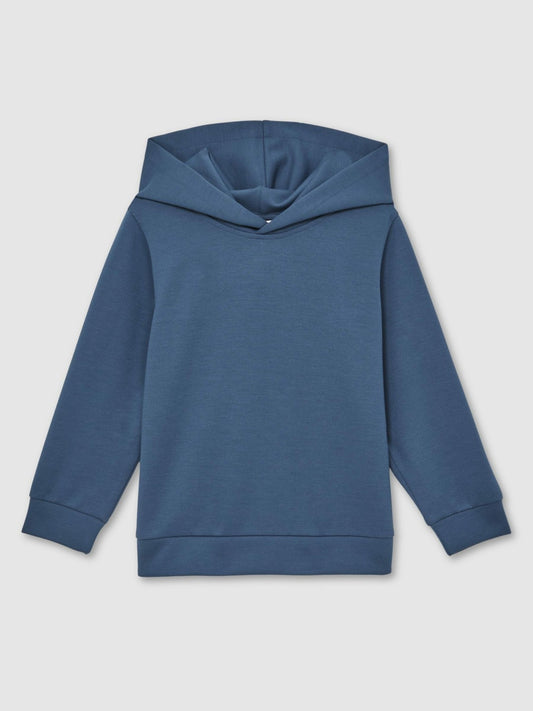 Reiss Sale - Interlock Jersey Hoodie in Ocean Blue