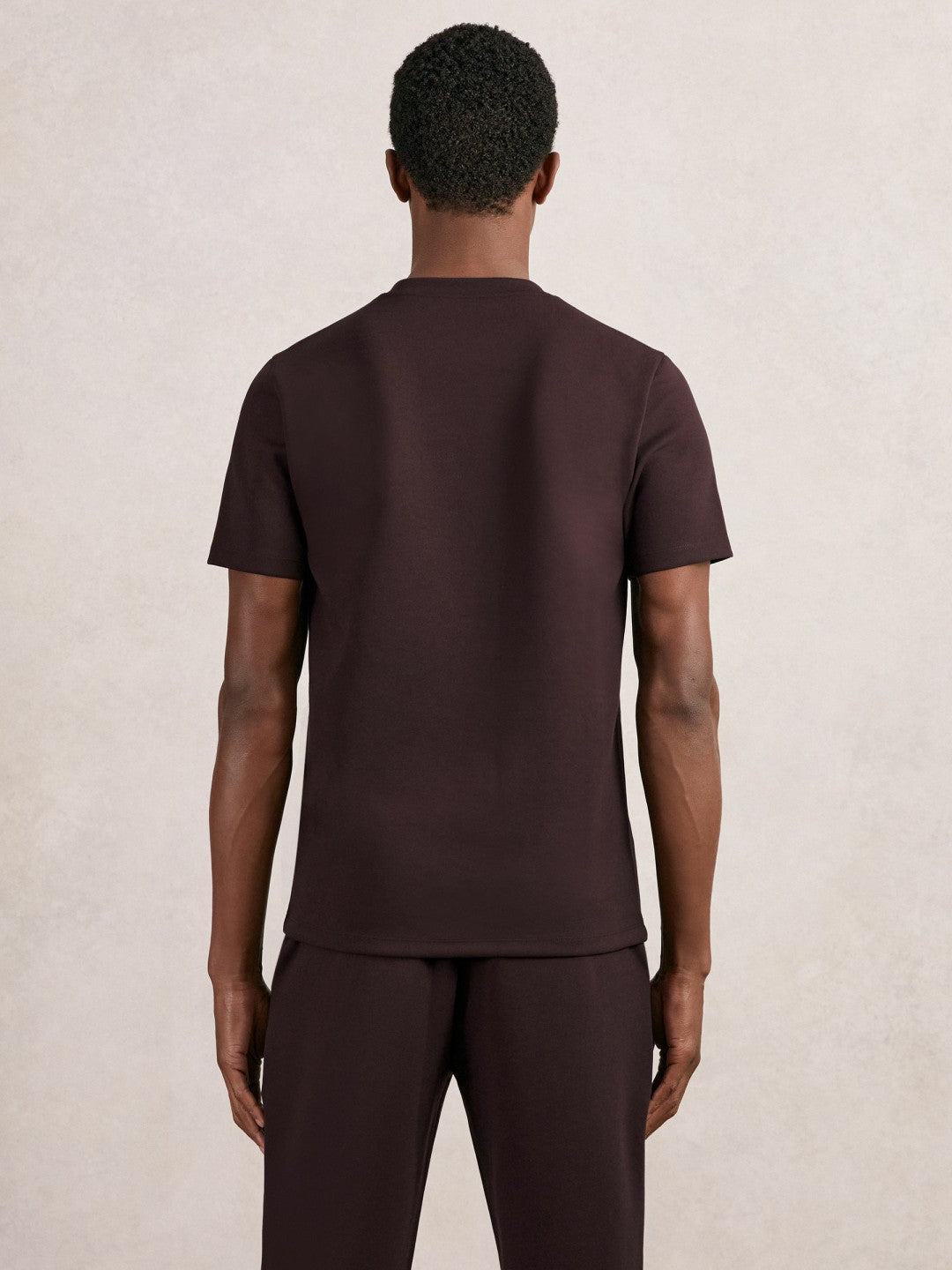 Reiss Interlock Jersey Crew Neck T-Shirt in Cherry Red
