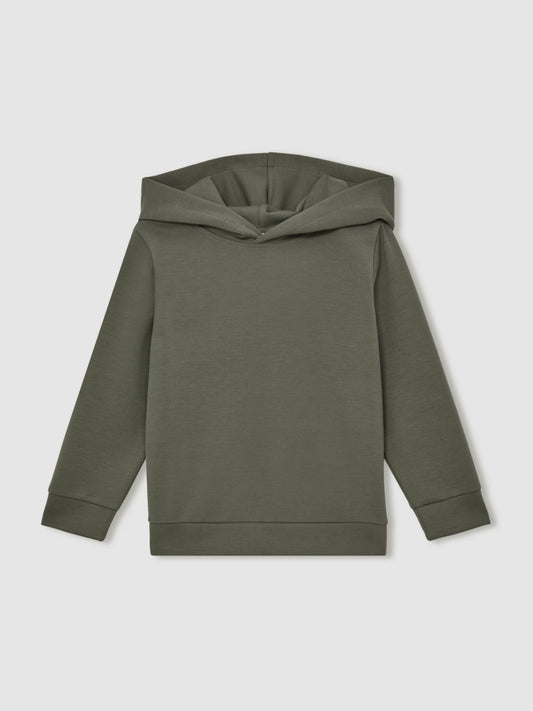 Reiss Value - 13-14 yrs Interlock Jersey Hoodie in Dark Sage