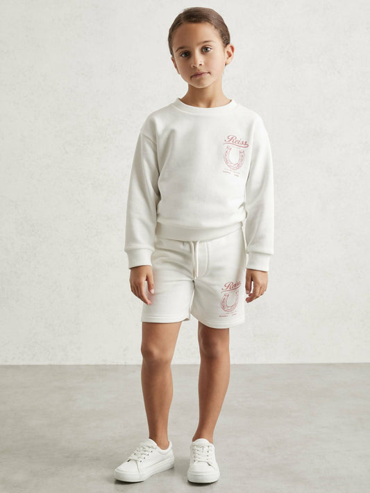 Reiss Popular Choice - Pony Club Sweatshirt and Shorts Set in Ecru