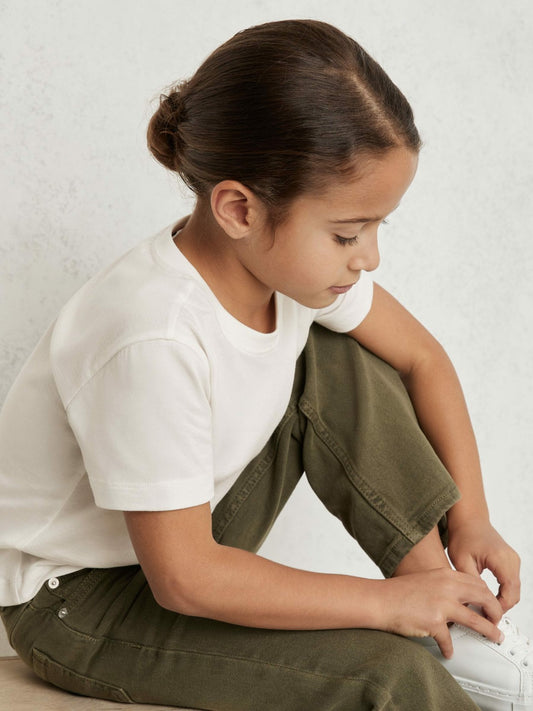 Reiss Deal - 9-13 yrs Cotton Crew Neck T-Shirt in Ivory