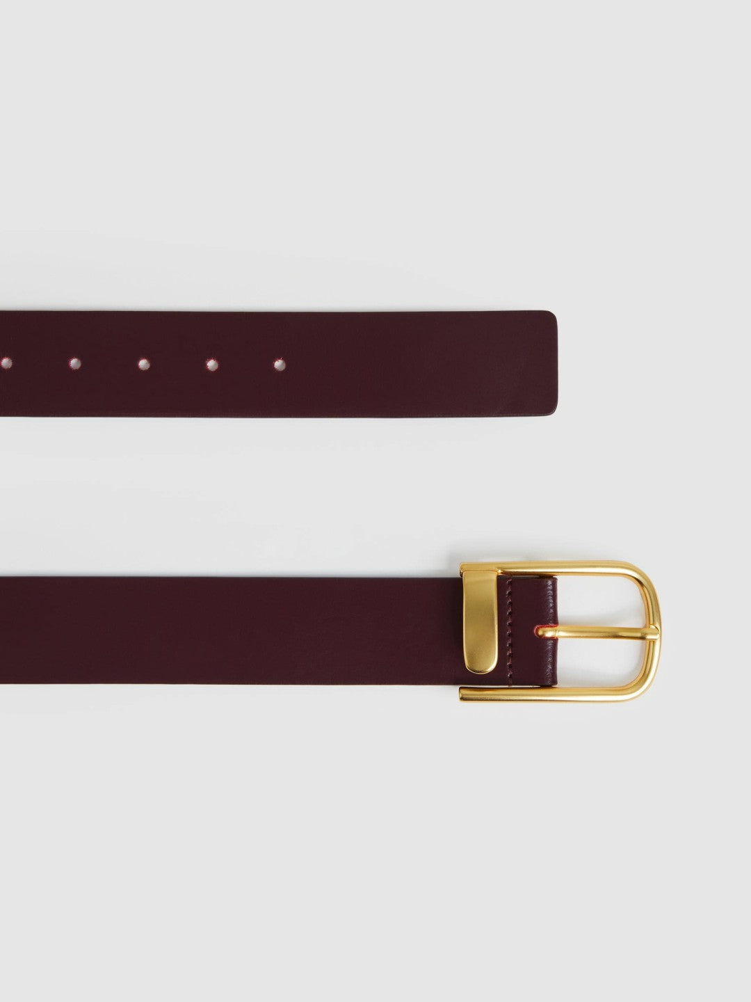 Reiss Value - Leather Half Keeper Belt in Burgundy