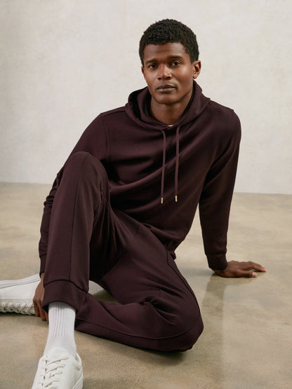 Reiss Popular Choice - Interlock Jersey Drawstring Hoodie in Cherry Red