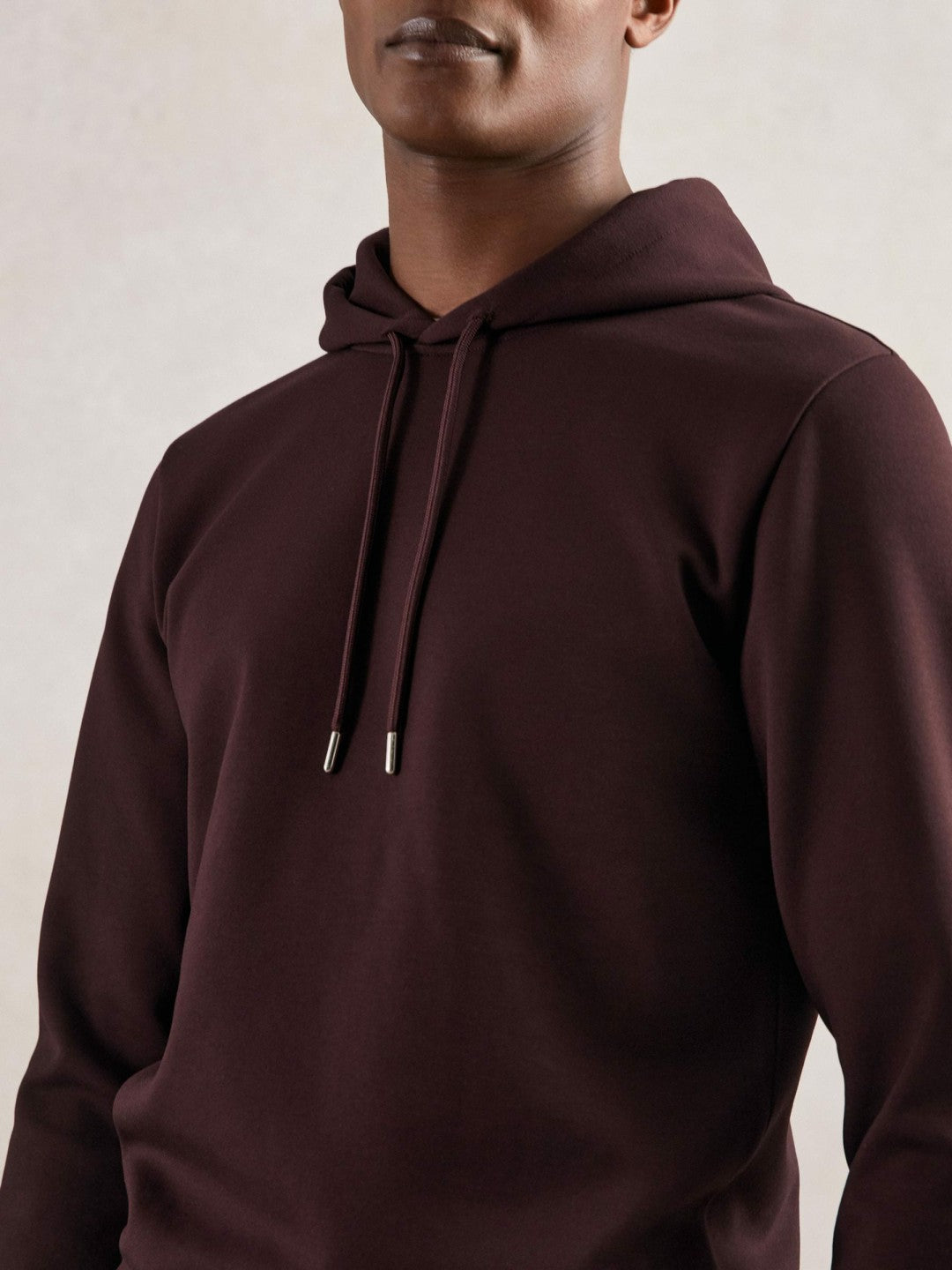 Reiss Popular Choice - Interlock Jersey Drawstring Hoodie in Cherry Red
