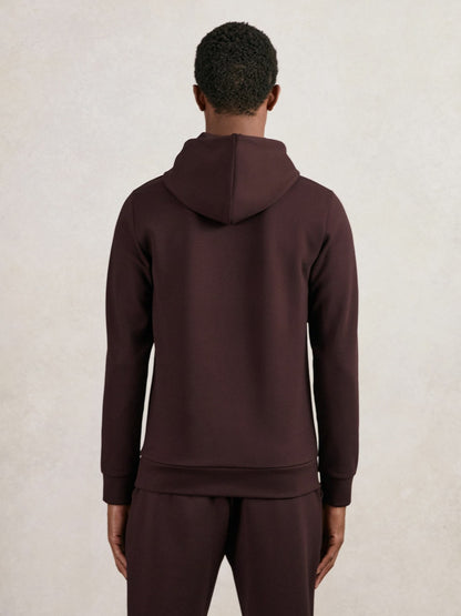 Reiss Popular Choice - Interlock Jersey Drawstring Hoodie in Cherry Red