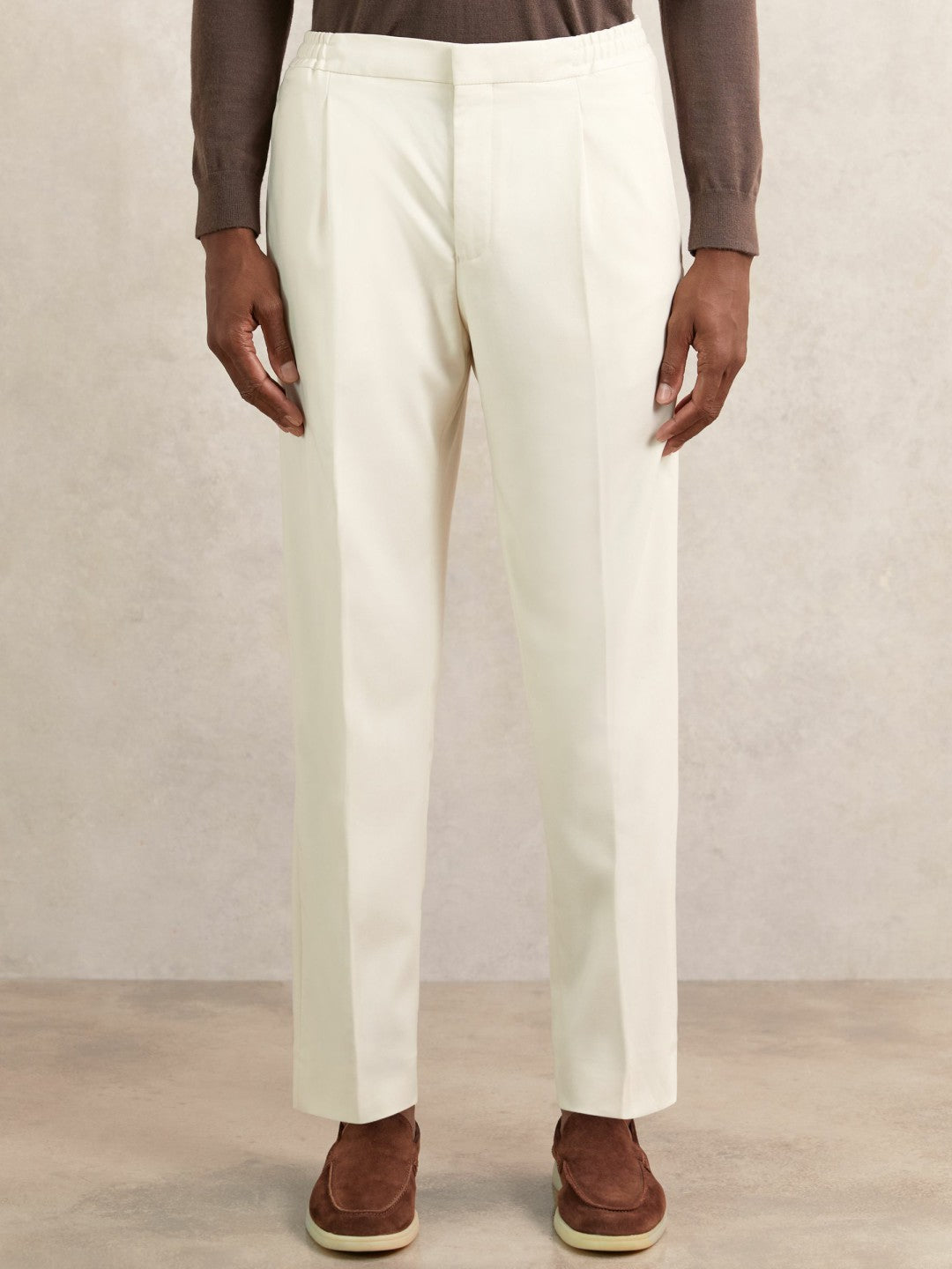 Reiss Sale - Tapered Drawstring Tailored Trousers in Ecru