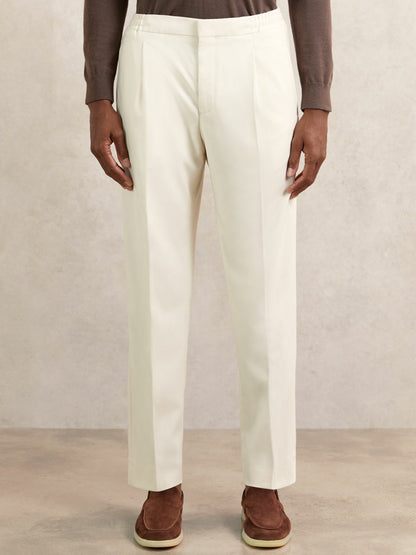 Reiss Sale - Tapered Drawstring Tailored Trousers in Ecru