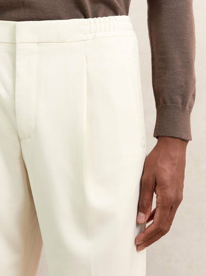 Reiss Sale - Tapered Drawstring Tailored Trousers in Ecru