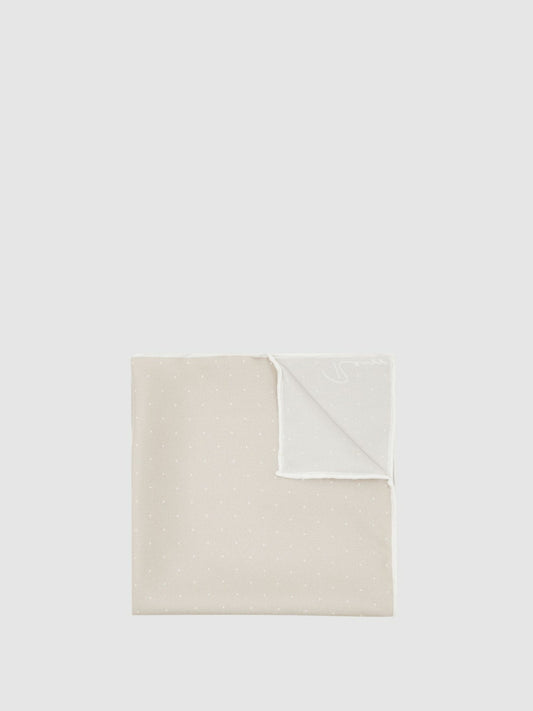 Reiss Deal - Silk Polka Dot Pocket Square in Champagne