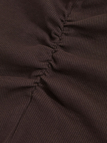 Reiss Offer - 4-9 yrs Cotton Ruched Long-Sleeve T-Shirt with Stretch in Chocolate