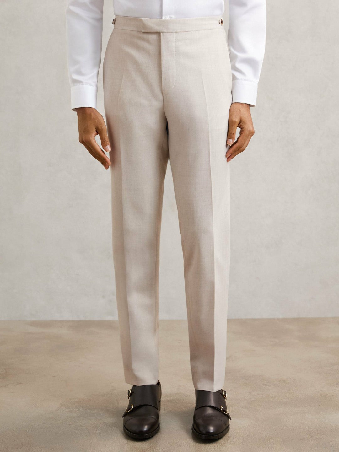 Reiss Deal - Slim-Fit Textured Suit Trousers With Wool in Stone