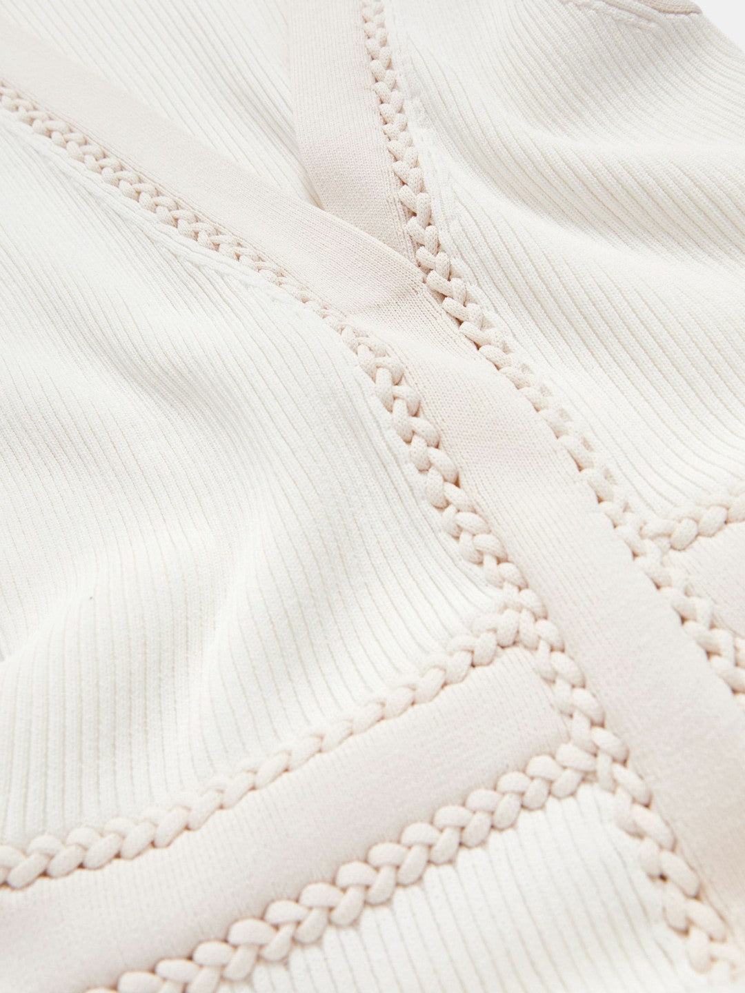 Reiss Craft-Stitch Knitted Midi Dress in Ivory