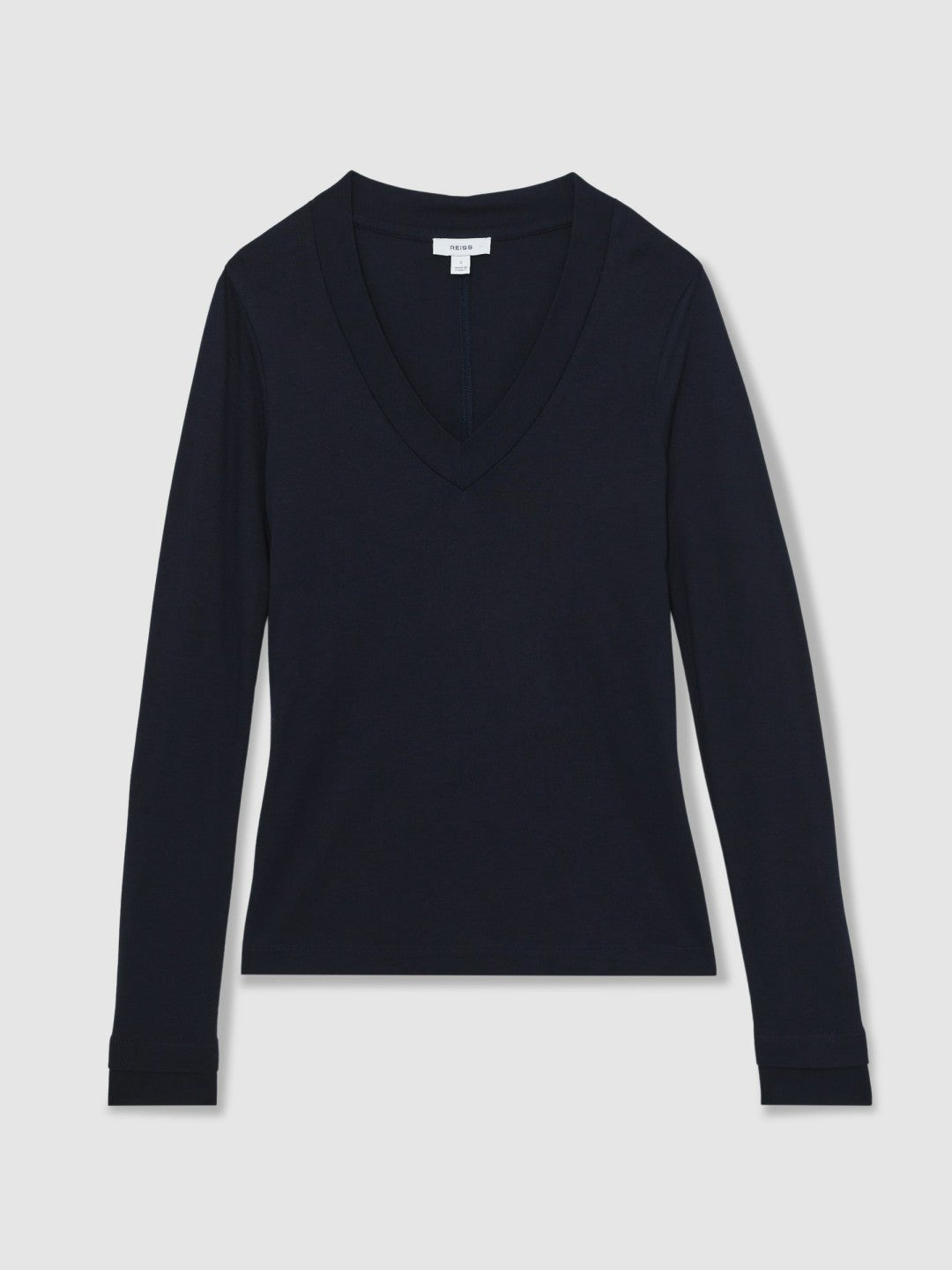 Reiss Jersey V-Neck Top in Navy
