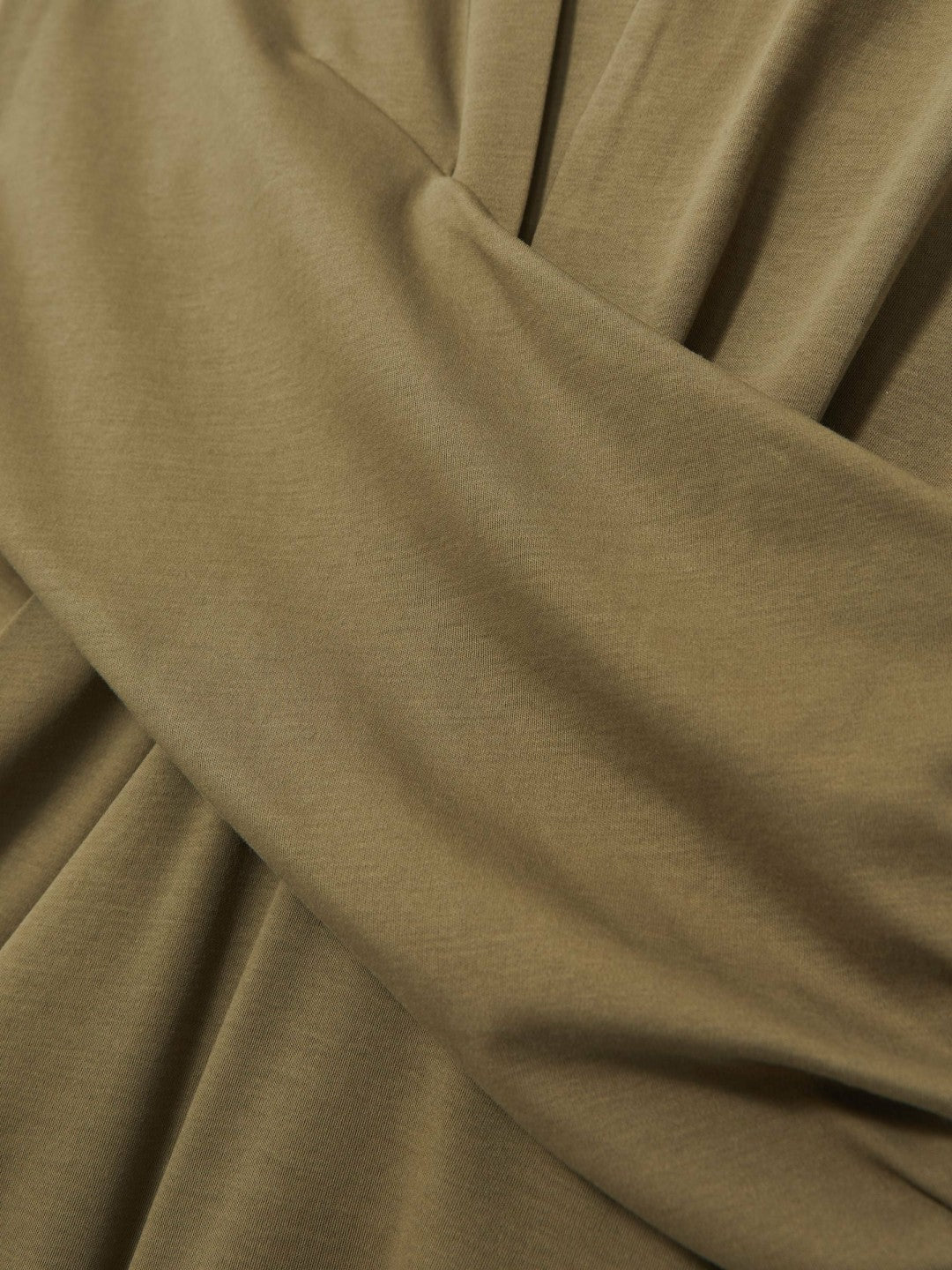 Reiss Affordable - Stretch-Cotton Wrap-Front Collar Top in Khaki Green