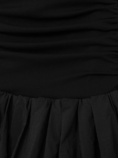 Reiss Off-Shoulder Puffball Mini Dress in Black