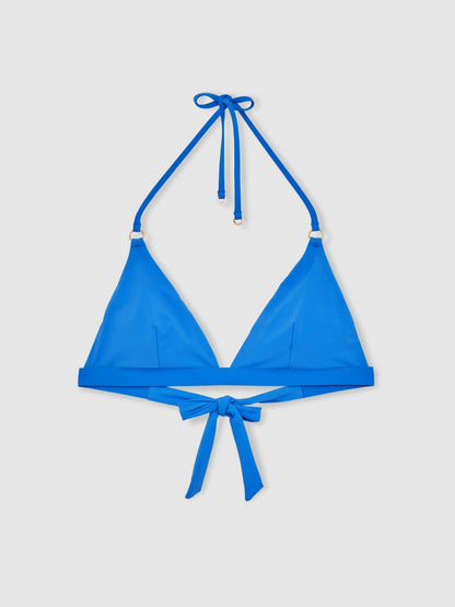 Reiss Triangle Halterneck Bikini Top in Cornflower Blue