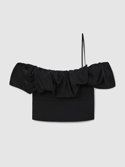 Reiss Value - Sculptural Strapless Top in Black