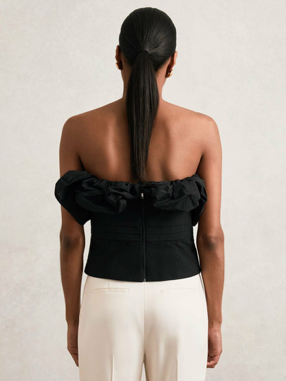 Reiss Value - Sculptural Strapless Top in Black